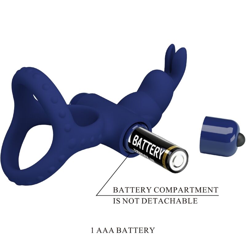 PRETTY LOVE - LUCHITO ANEL DUPLO RABBIT VIBRADOR AZUL