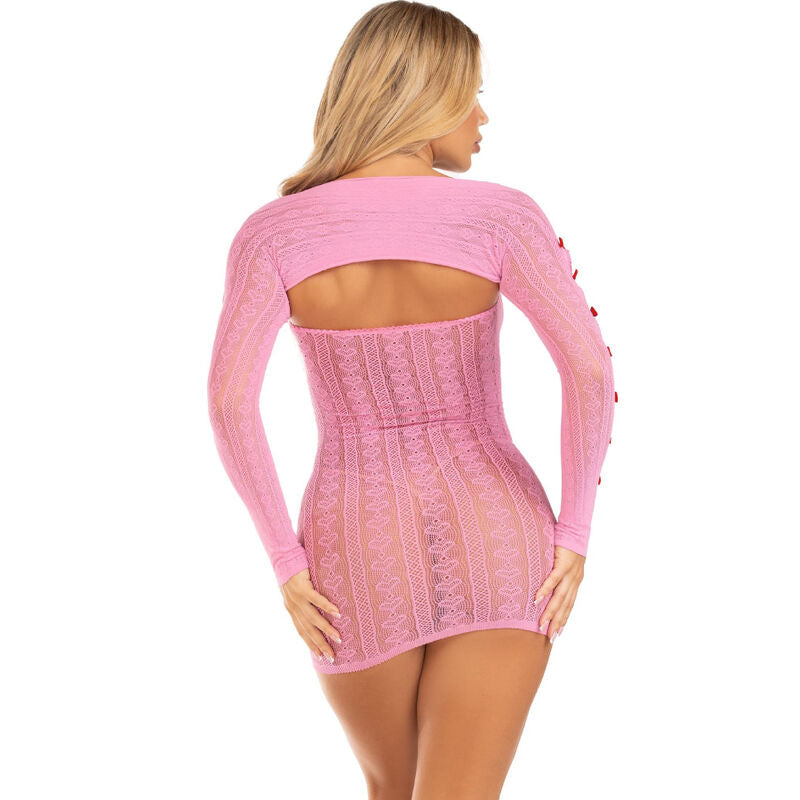 LEG AVENUE - VESTIDO CORAÇÃO & LAÇOS ROSA TAMANHO ÚNICO