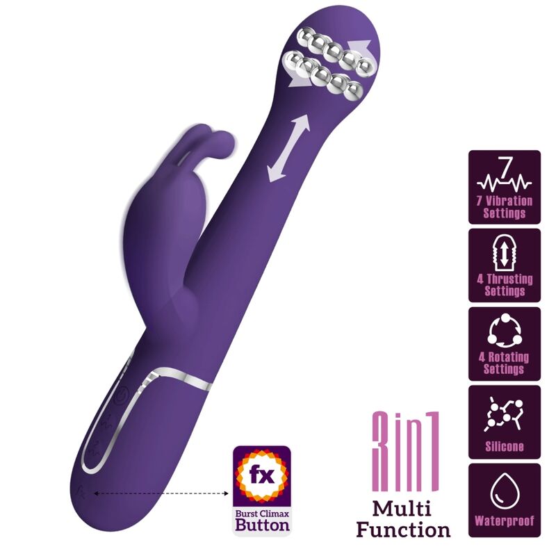 PRETTY LOVE - DEJON VIBRADOR RABBIT 3 EM 1 MULTIFUNÇÕES ROXO