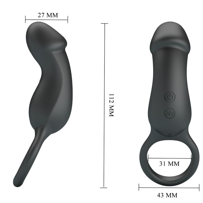 PRETTY LOVE - TRAE ANEL VIBRADOR COM ESTIMULADOR PRETO