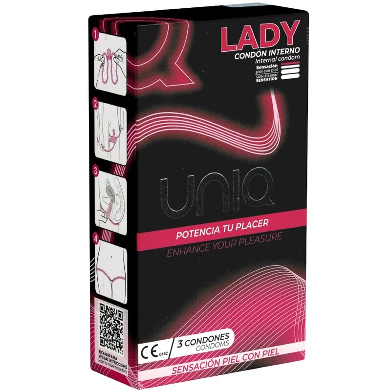 UNIQ - LADY CONDOM PRESERVATIVO FEMININO COM LIGUEIRO SEM LÁTEX 3 UNIDADES - Sex Shop Sexy