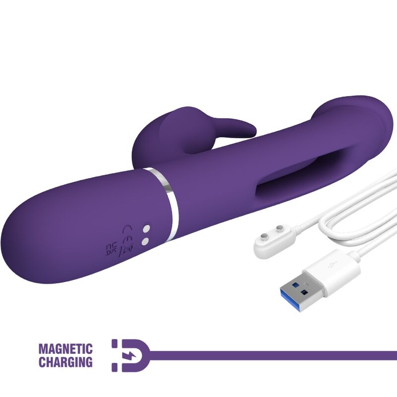 PRETTY LOVE - KAMPAS VIBRADOR RABBIT 3 EM 1 MULTIFUNÇÕES COM LÍNGUA ROXO