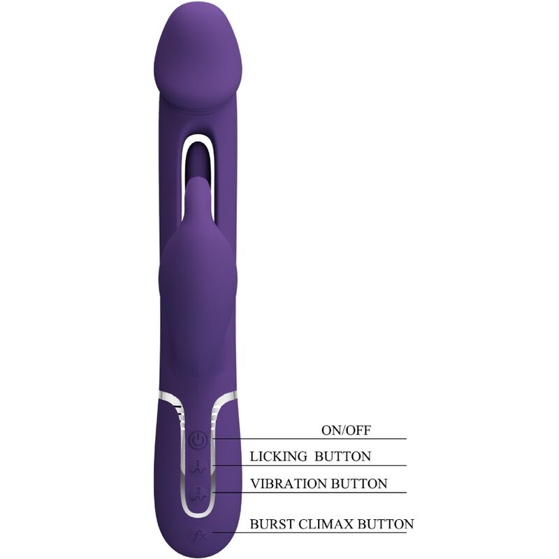 PRETTY LOVE - KAMPAS VIBRADOR RABBIT 3 EM 1 MULTIFUNÇÕES COM LÍNGUA ROXO