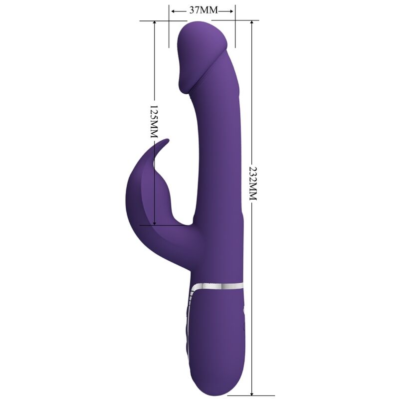 PRETTY LOVE - KAMPAS VIBRADOR RABBIT 3 EM 1 MULTIFUNÇÕES COM LÍNGUA ROXO