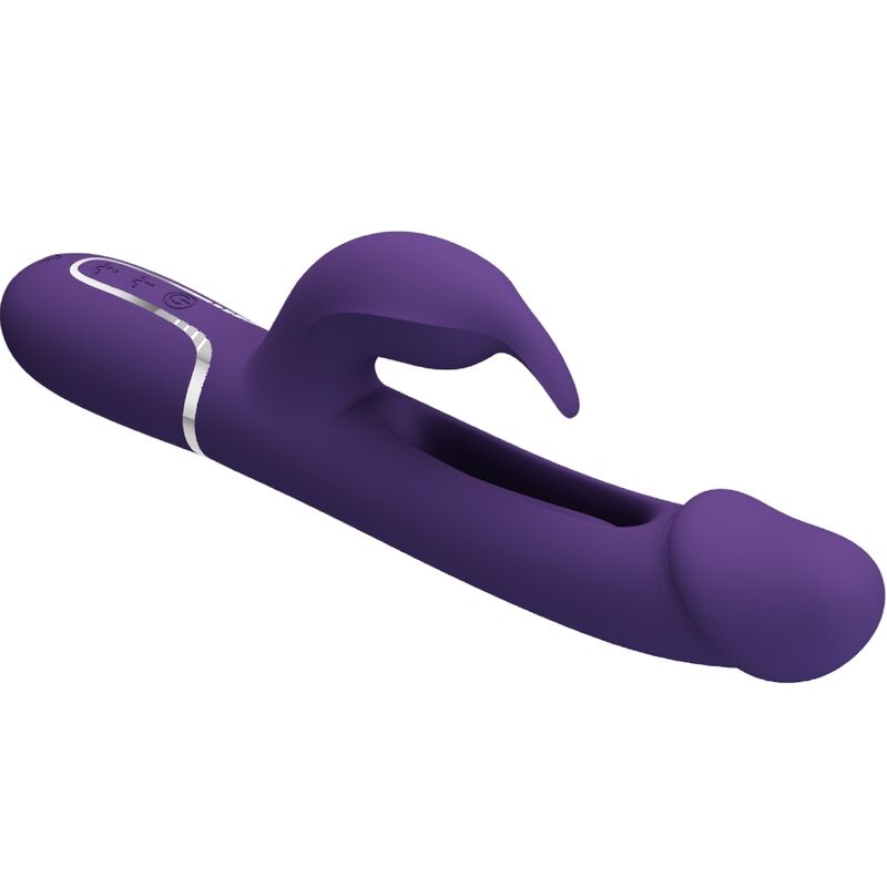 PRETTY LOVE - KAMPAS VIBRADOR RABBIT 3 EM 1 MULTIFUNÇÕES COM LÍNGUA ROXO
