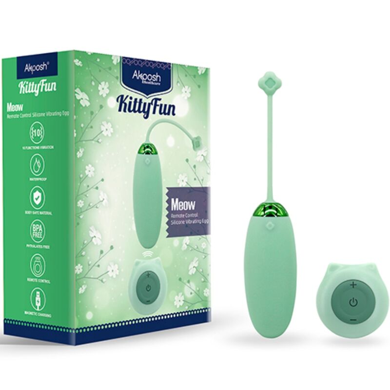 Armony - Kitty Fun Egg Vibrador Controle Remoto 10 Vibrações Verde