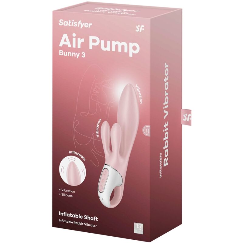 SATISFYER - AIR PUMP BUNNY 3 INFLÁVEL VIBRADOR RABBIT ROSA