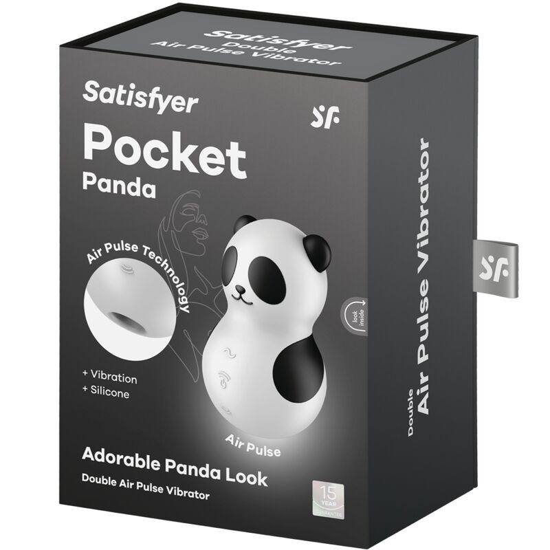 SATISFYER - POCKET PANDA ESTIMULADOR & VIBRADOR PRETO E BRANCO