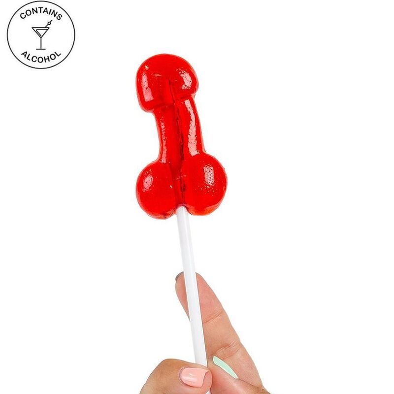 SECRETPLAY - PIRULETA EM FORMA DE PÉNIS DE GOMA COM ÁLCOOL SABOR DAIQUIRI DE MORANGO