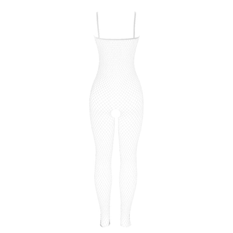 SUBBLIME - 951740 BODYSTOCKING ABERTO ENTREPERNAS EM REDE COM LAÇOS BRANCO TAMANHO ÚNICO