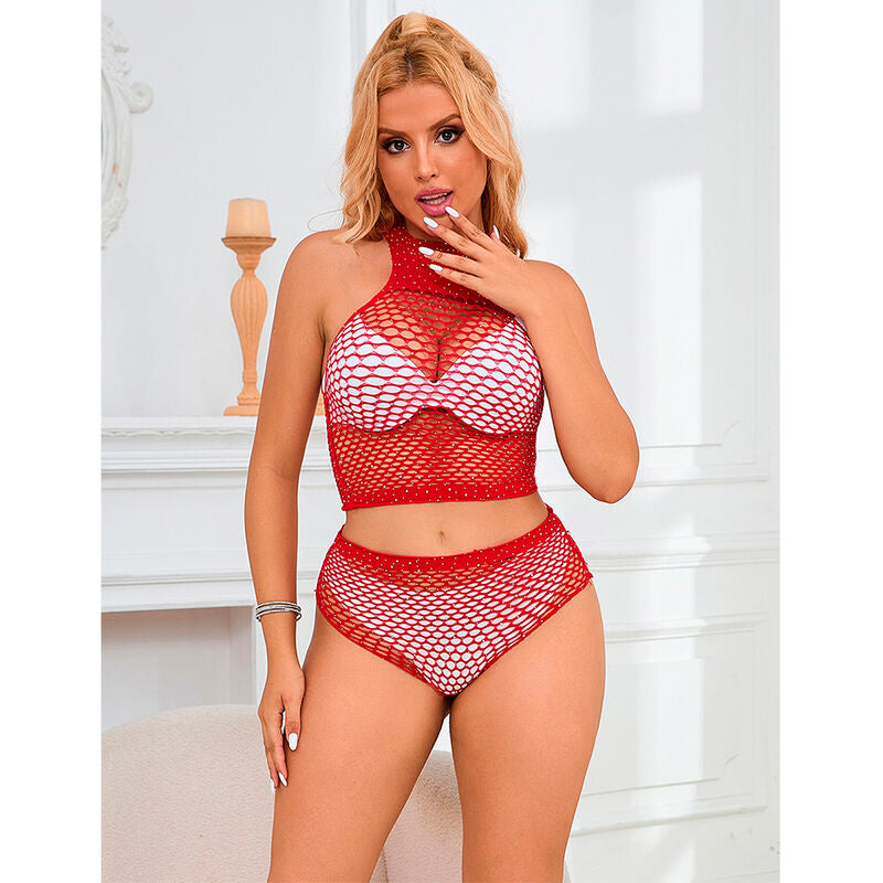 SUBBLIME - 952402 CONJUNTO EM REDE COM BRILHOS VERMELHO TAMANHO ÚNICO