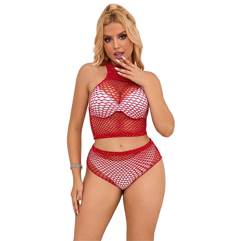 SUBBLIME - 952402 CONJUNTO EM REDE COM BRILHOS VERMELHO TAMANHO ÚNICO