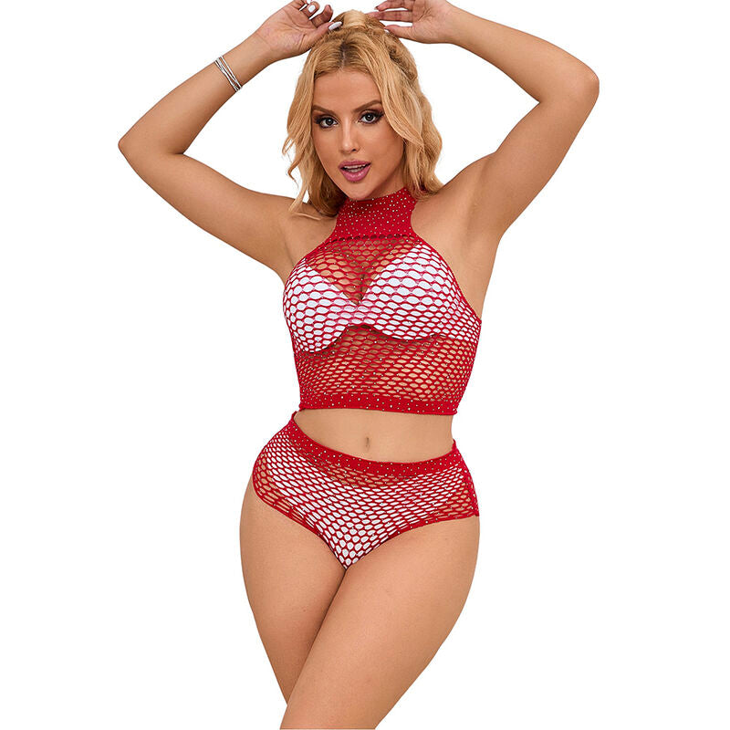 SUBBLIME - 952402 CONJUNTO EM REDE COM BRILHOS VERMELHO TAMANHO ÚNICO