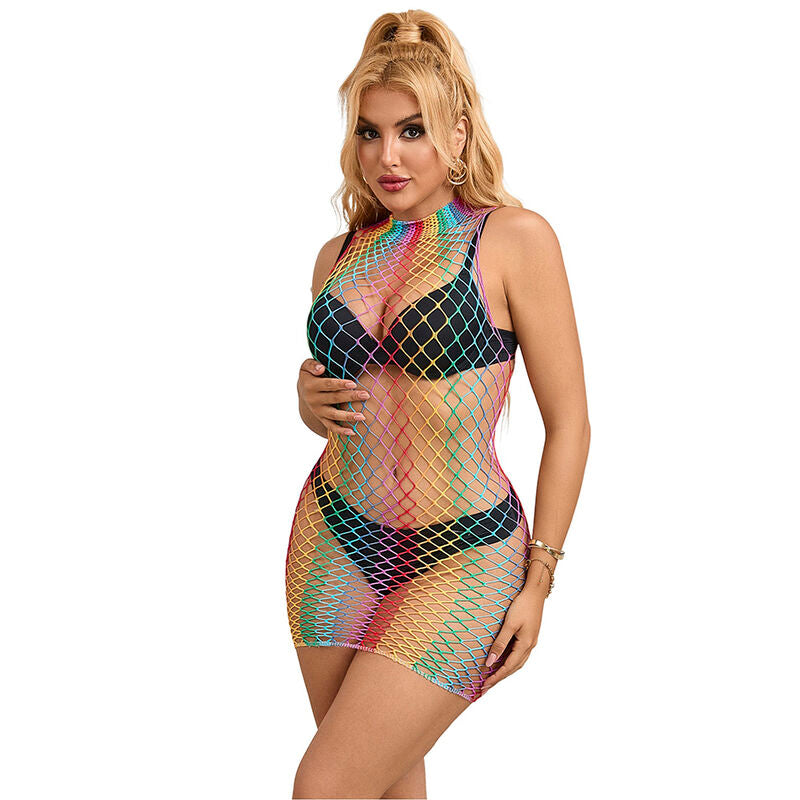 SUBBLIME - 952433 VESTIDO DE REDE SEM MANGAS COM GOLA ALTA ARCO-ÍRIS TAMANHO ÚNICO