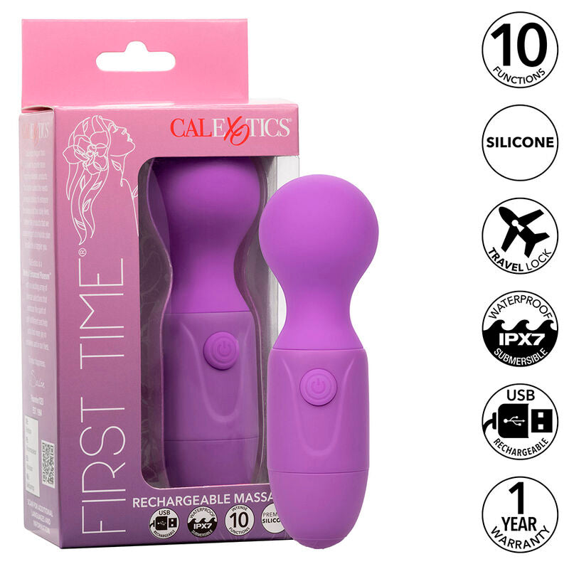 CALEXOTICS - FIRST TIME MASSAGEADOR RECARREGÁVEL 10 VIBRAÇÕES VIOLETA