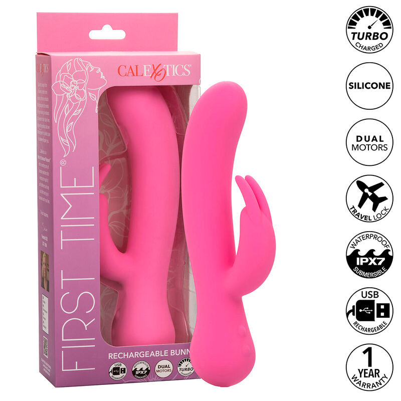 CALEXOTICS - FIRST TIME VIBRADOR RABBIT RECARREGÁVEL ROSA