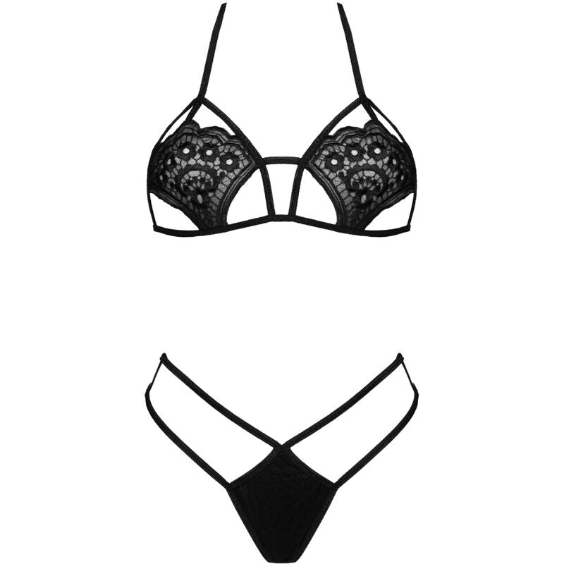 LIVCO CORSETTI FASHION - JIMENA LC 20216 SOUTIEN + TANGA PRETO TAMANHO ÚNICO