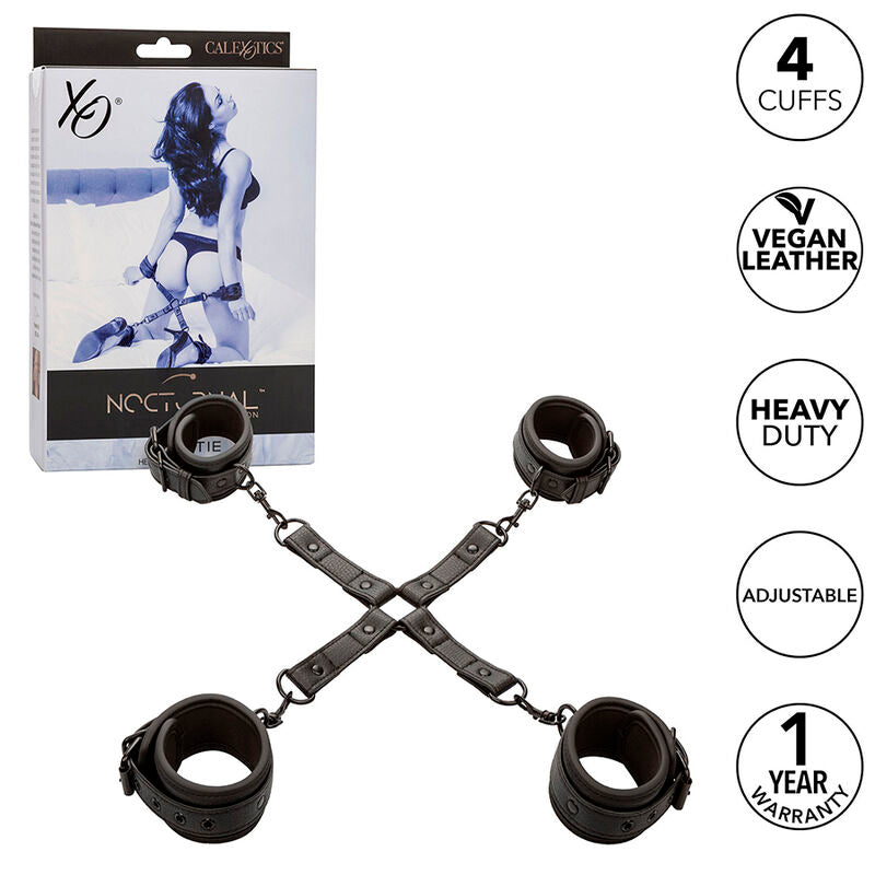 CALEXOTICS - NOCTURNAL CONECTOR HOG TIE EM COURO AJUSTÁVEL PRETO