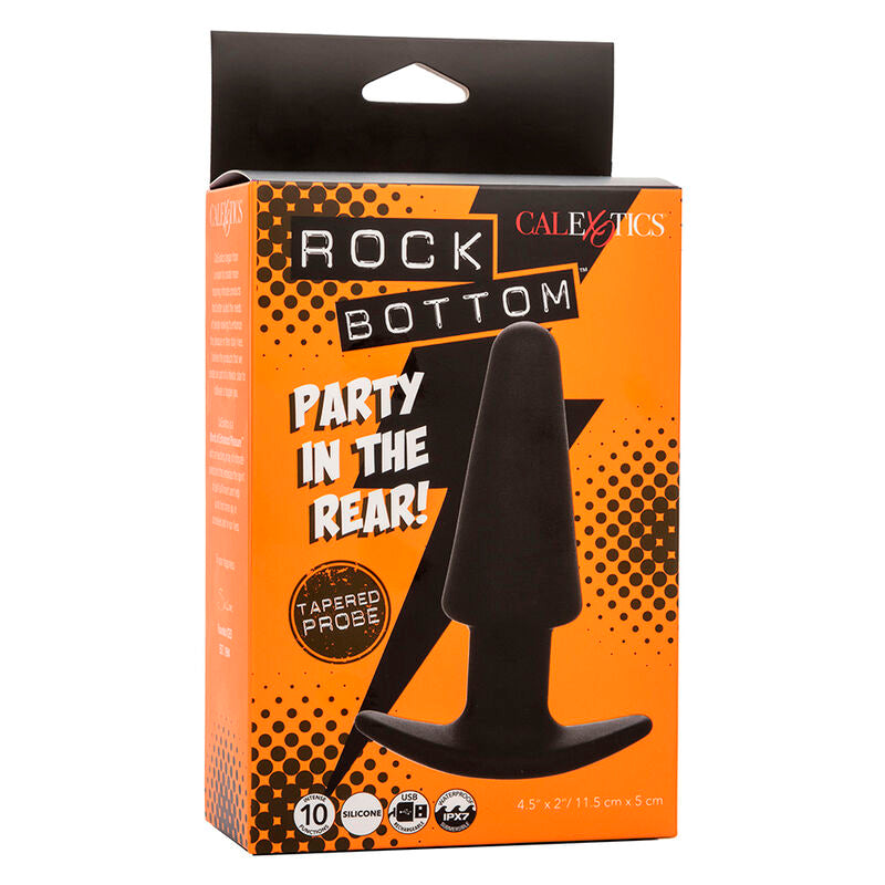 CALEXOTICS - ROCK BOTTOM PLUG ANAL CÓNICO 10 VIBRAÇÕES SILICONE PRETO