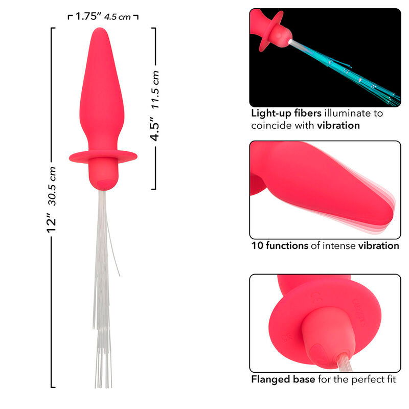 CALEXOTICS - SOUTHERN LIGHTS LIGHT UP PLUG ANAL COM LUZES 10 VIBRAÇÕES SILICONE ROSA