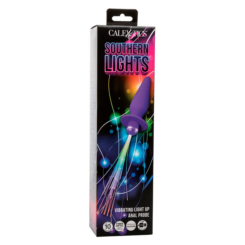 CALEXOTICS - SOUTHERN LIGHTS LIGHT UP PLUG ANAL COM LUZES 10 VIBRAÇÕES SILICONE VIOLETA
