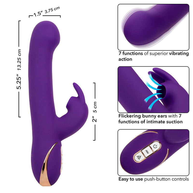 CALEXOTICS - JACK VIBRADOR RABBIT E ESTIMULADOR 7 NÍVEIS DE VIBRAÇÃO E ONDAS DE ESTIMULAÇÃO AZUL