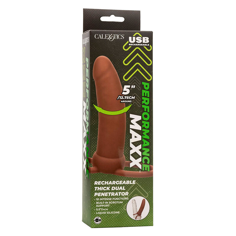 CALEXOTICS - MAXX PENETRADOR DUPLO GROSSO 10 VIBRAÇÕES MULATO