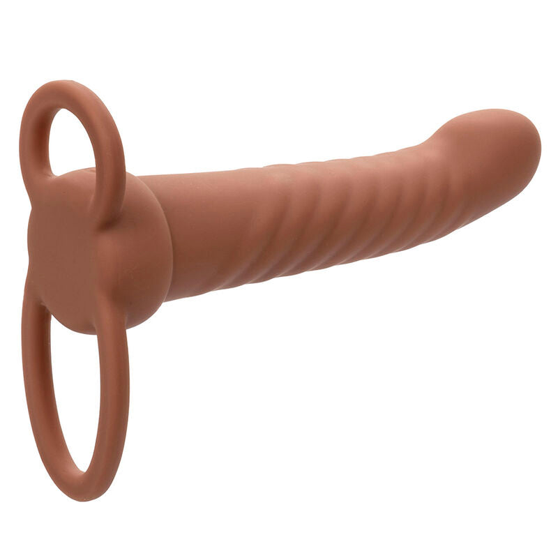CALEXOTICS - MAXX DUPLO PENETRADOR CANELADO 10 VIBRAÇÕES CASTANHO