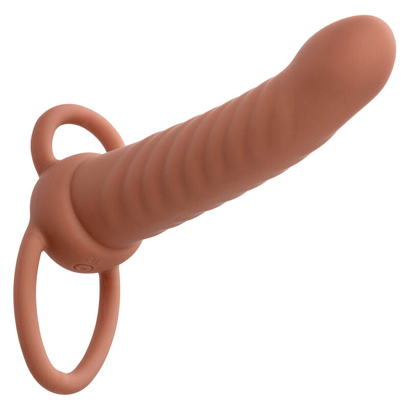 CALEXOTICS - MAXX DUPLO PENETRADOR CANELADO 10 VIBRAÇÕES CASTANHO