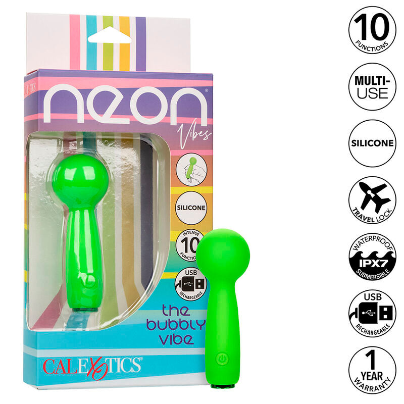CALEXOTICS - NEON VIBES THE BUBBLY VIBE MINI MASSAJADOR 10 VIBRAÇÕES VERDE