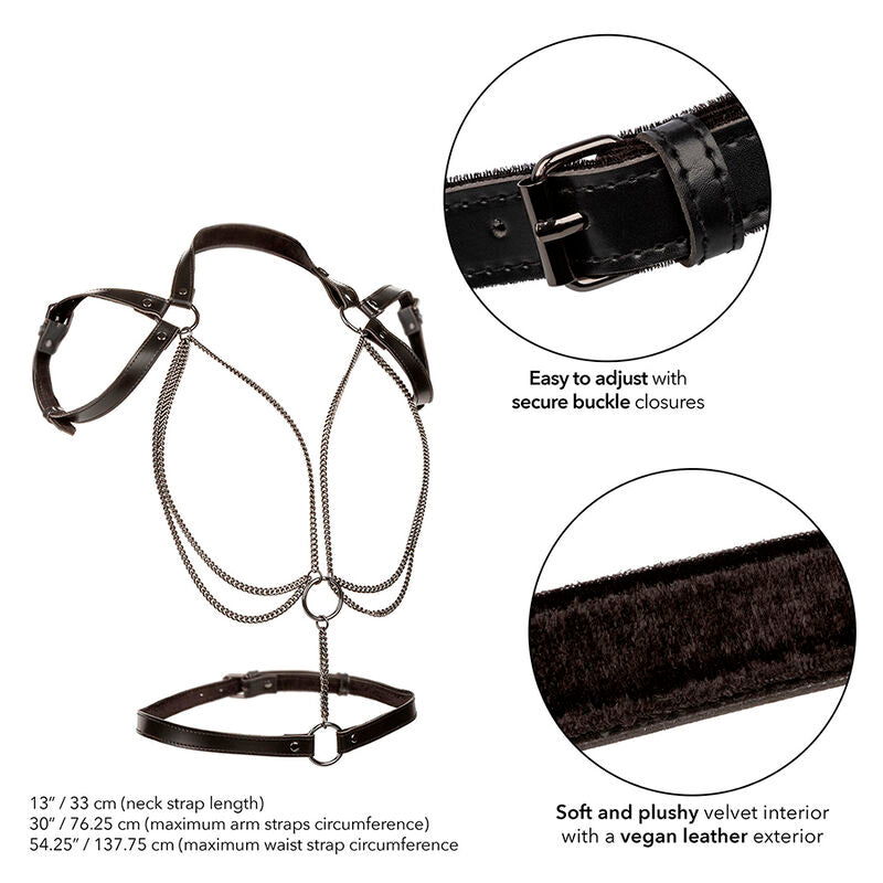 CALEXOTICS - EUPHORIA ARNÊS ESTILO HALTER COM MÚLTIPLAS CORRENTES PREMIUM TAMANHO PLUS