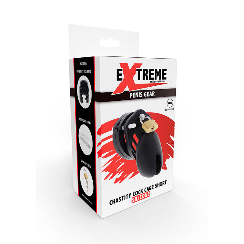 HIDDEN DESIRE - EXTREME JAULA DE CASTIDADE EM SILICONE TAMANHO S PRETO