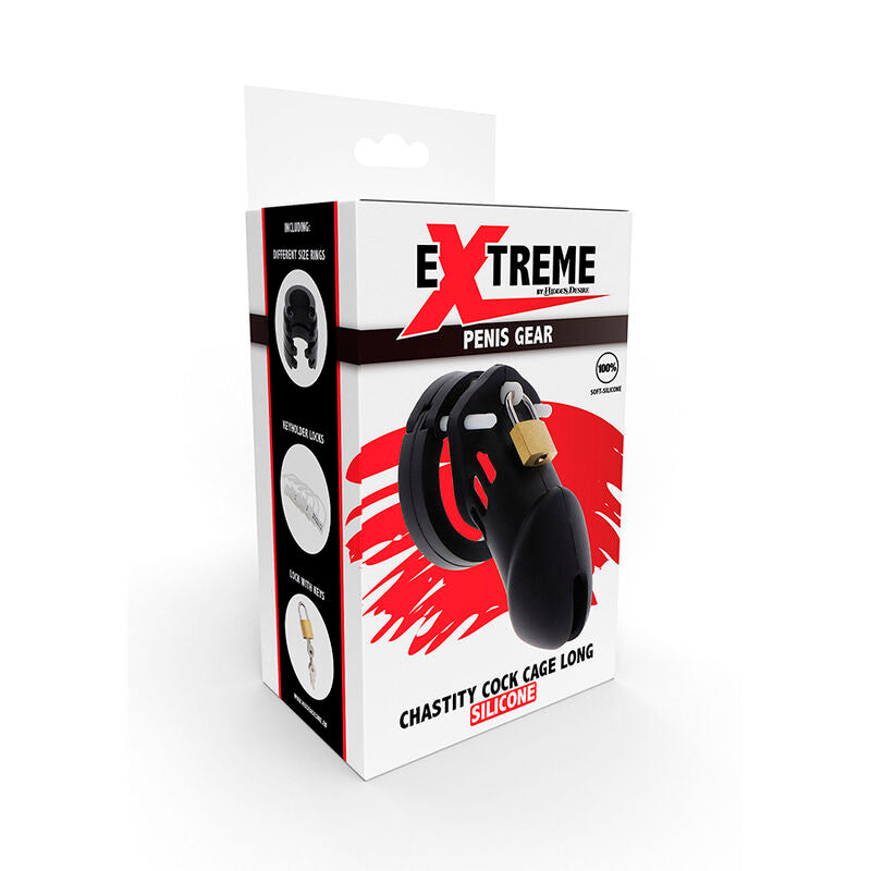 HIDDEN DESIRE - EXTREME JAULA DE CASTIDADE EM SILICONE TAMANHO L PRETO