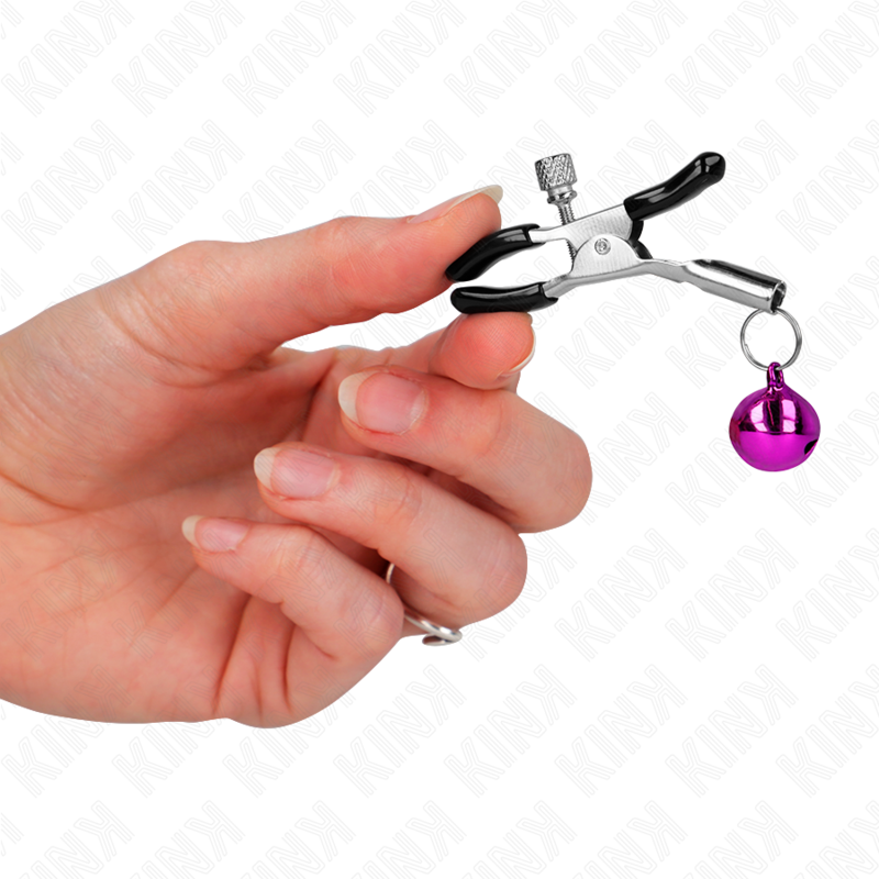 KINK - PINÇAS PARA MAMILOS COM GUARDA-SINO VIOLETA 6 CM