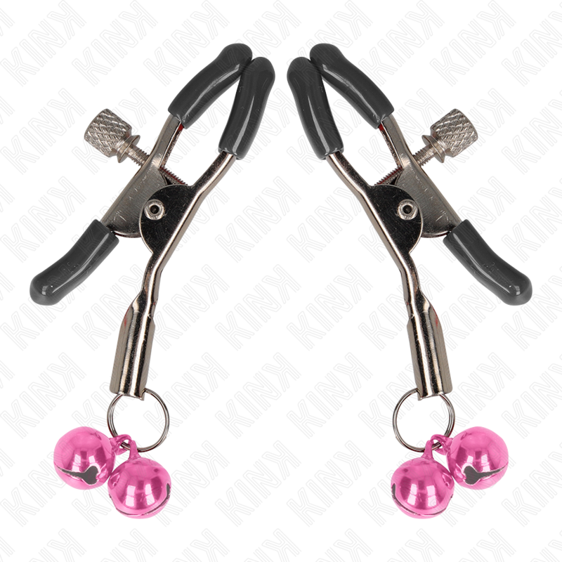 KINK - PINÇAS PARA MAMILOS COM DUPLO GUARDA-SINO ROSA 6 CM
