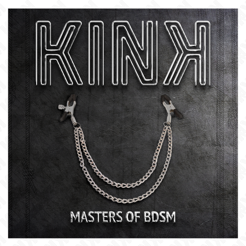 KINK - PINÇAS PARA MAMILOS COM DUPLA CORRENTE GROSSA PRATEADA 20/23 CM