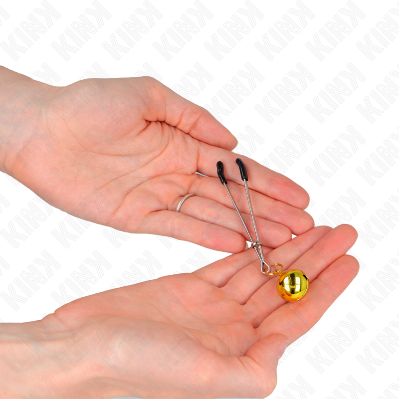 KINK - PINÇAS PARA MAMILOS FINAS COM CASCAVEL DOURADA 7 CM