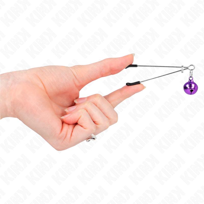 KINK - PINÇAS PARA MAMILOS FINAS COM CASCAVEL VIOLETA 7 CM