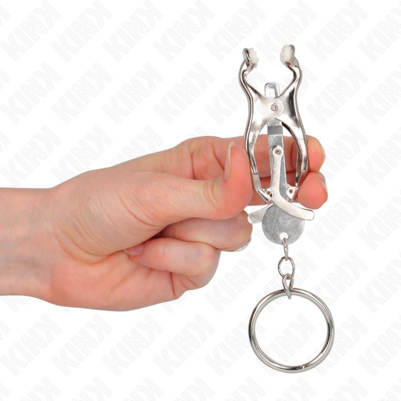 KINK - PINÇAS ESTILO JAPONÊS PARA MAMILOS COM ARGOLAS PRATEADAS