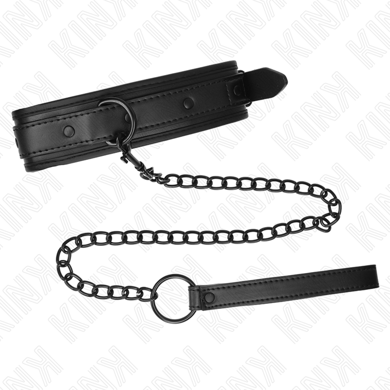 KINK - COLAR COM TRELA 78 CM BONDAGE EM NEOPRENO MODELO 2 AJUSTÁVEL 37.5 X 49.5 CM