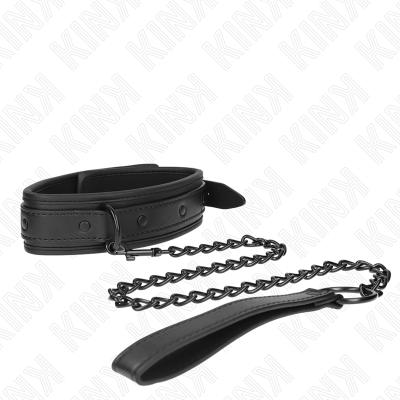 KINK - COLAR COM TRELA 78 CM BONDAGE EM NEOPRENO MODELO 2 AJUSTÁVEL 37.5 X 49.5 CM