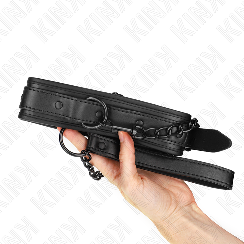 KINK - COLAR COM TRELA 78 CM BONDAGE EM NEOPRENO MODELO 2 AJUSTÁVEL 37.5 X 49.5 CM