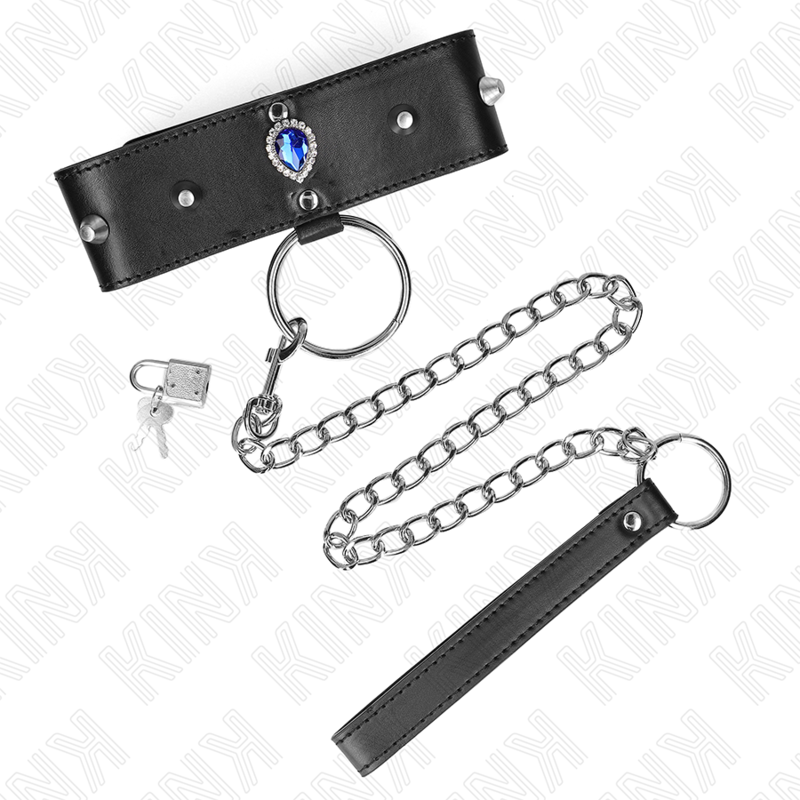 KINK - COLAR COM TRELA 65 CM COM BRILHANTES AZUIS AJUSTÁVEL 36-43 CM X 5 CM