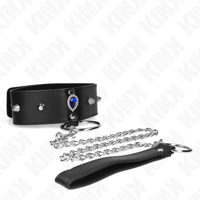 KINK - COLAR COM TRELA 65 CM COM BRILHANTES AZUIS AJUSTÁVEL 36-43 CM X 5 CM