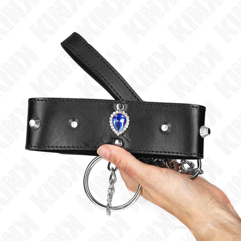 KINK - COLAR COM TRELA 65 CM COM BRILHANTES AZUIS AJUSTÁVEL 36-43 CM X 5 CM