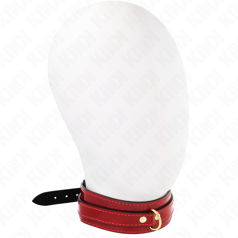 KINK - COLAR AJUSTÁVEL VERMELHO VINHO COM DETALHES DOURADOS 29-42.5 CM X 4 CM