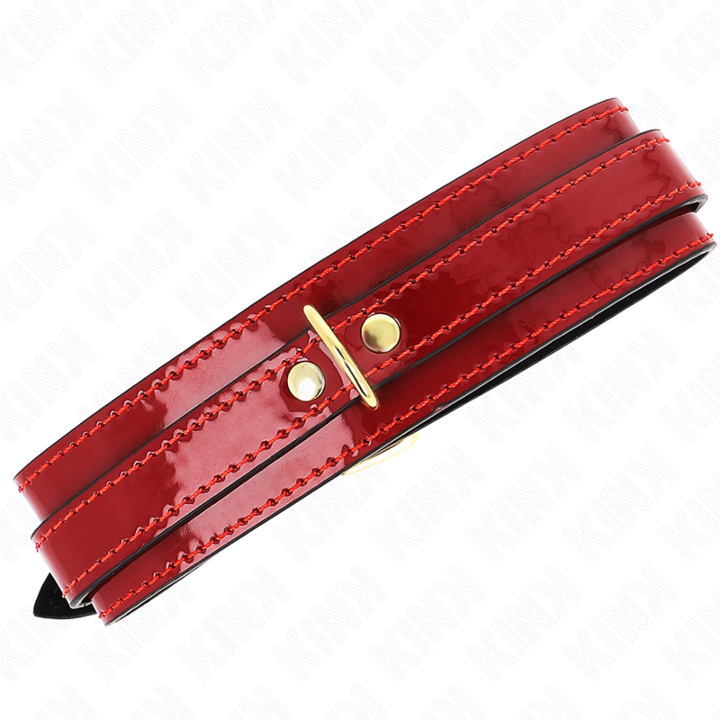 KINK - COLAR AJUSTÁVEL VERMELHO VINHO COM DETALHES DOURADOS 29-42.5 CM X 4 CM