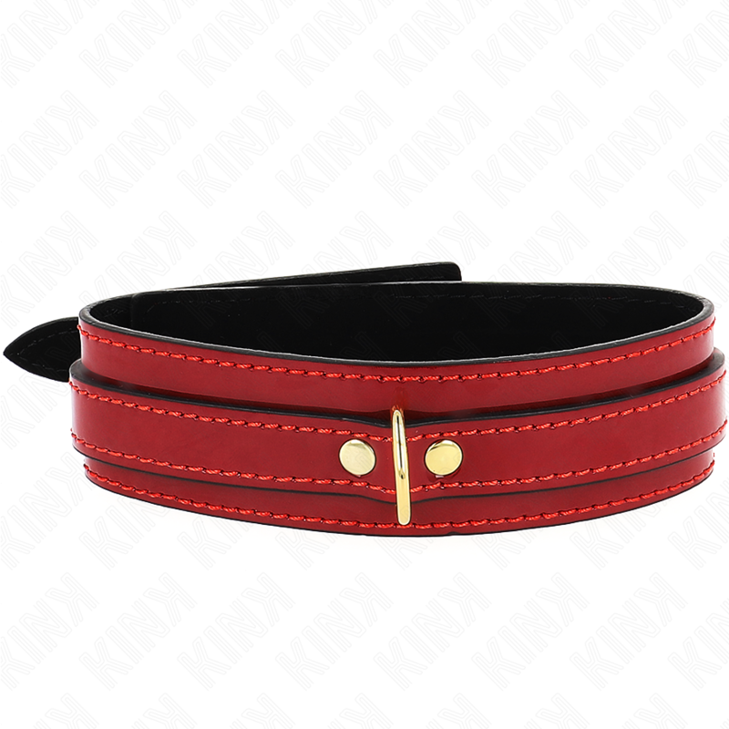 KINK - COLAR AJUSTÁVEL VERMELHO VINHO COM DETALHES DOURADOS 29-42.5 CM X 4 CM