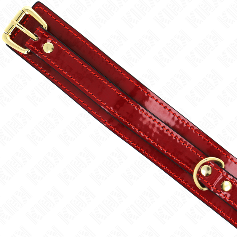 KINK - COLAR AJUSTÁVEL VERMELHO VINHO COM DETALHES DOURADOS 29-42.5 CM X 4 CM