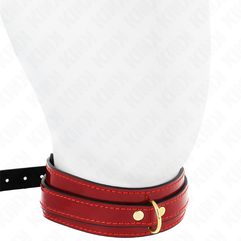 KINK - COLAR AJUSTÁVEL VERMELHO VINHO COM DETALHES DOURADOS 29-42.5 CM X 4 CM